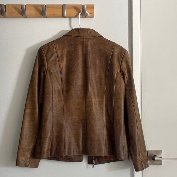 Vintage Que Brown Leather Blazer Jacket Women's Medium 90s Aesthetic - Picture 6 of 7